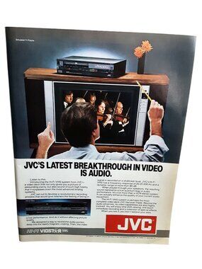 1984 JVC VHS VCR Hi-Fi Video Print Ad Vintage Vidstar Audio Breakthrough